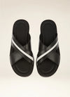 BALLY MEN’S BLACK JAMILO CROSSOVER-STRAPS LEATHER SANDALS